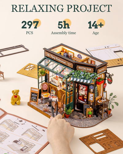 Kit De Casa Miniatura Diorama Café Y Bar 118 Con Luz Led