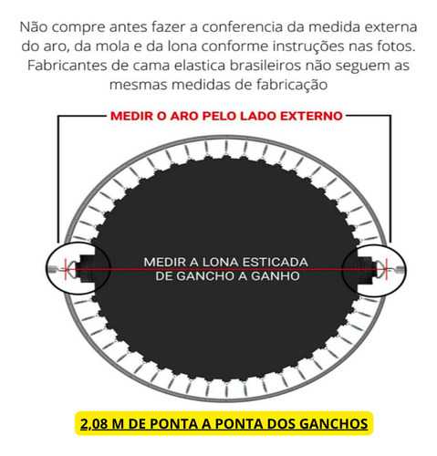 Lona de salto poliéster para pula pula cama elástica 2,44m de 48 molas com 14cm sem emenda