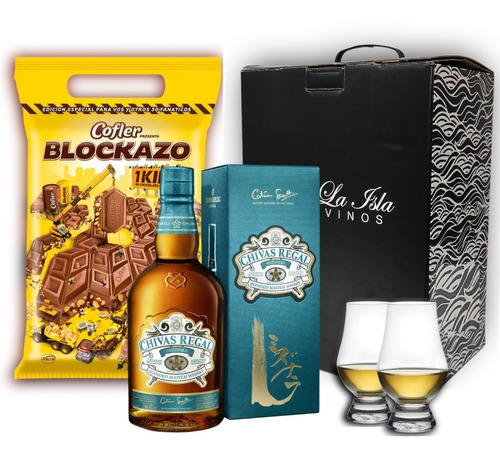 Whisky Chivas Regal Mizunara Box Regalo + Copas Chocolate