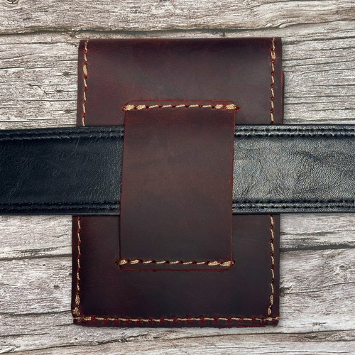 Monedero Para Cinturon Thot Ra Rustico De Piel Cuero P-171 Color Shedron Diseño De La Tela Lisa