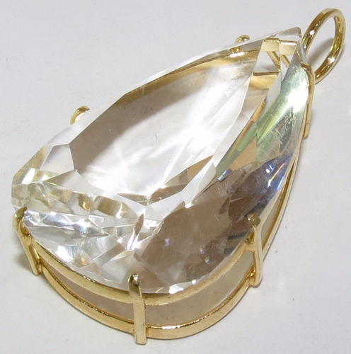 Pingente Folheado A Ouro - Gota Cristal Transparente Natural