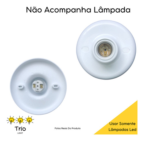 Kit 05 Plafon Simples Branco Bocal E - 27 Paflon Bivolt E-27