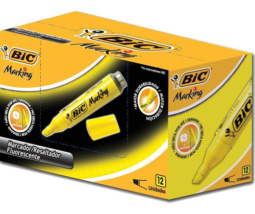 Marcador De Texto Bic Marking Amarelo Com 12 Un 904396 21077