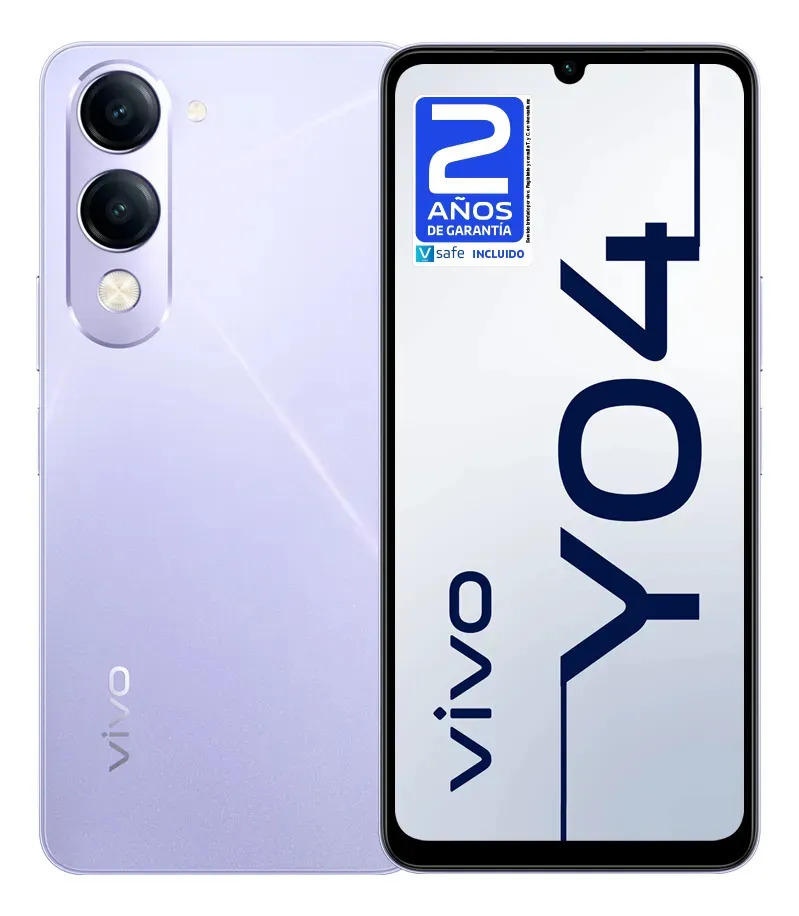 Celular Vivo Y04 Lavanda 256gb + 4gb Ram | Batería 5150 Mah | Pantalla 6.74 90hz | Cámara 13mp | Ip64 Resistente | Android 14