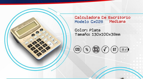 Calculadora Coxi Mediana 12 Digitos Ar1 Cx-028 Ellobo