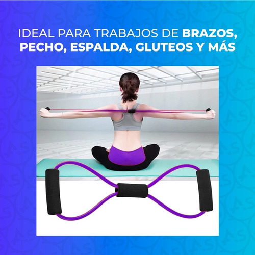 Imagen 4 de 10 de Banda Elastica Latex Forma De 8 Con Manijas Fitness Agarre
