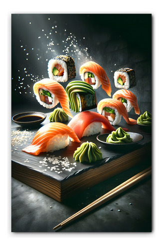 Cuadro Decorativo Para Comedor Restaurante Sushi No Canvas C