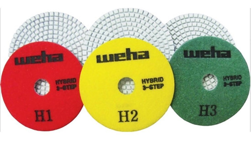 4 Inch Weha 3-step Hybrid Diamante Pulido Pads  Conjunto 3