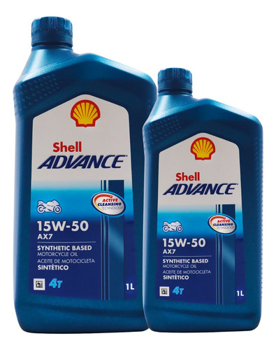 Aceite Base Sintético 4 Tiempo 15w-50 Shell Advance Ax7 1lts