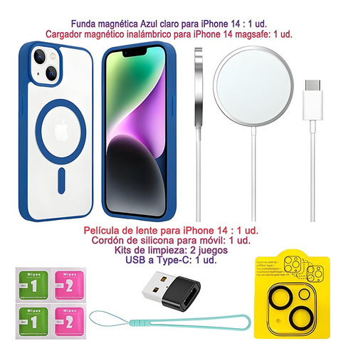 Funda Case Para iPhone 11 12 13 14 15 14pro 15pro 16pro 14pro Max 15pro Max 16pro Max Con Magsafe Rudo Mica Cámara+cargador Inalambrico 7 Kit