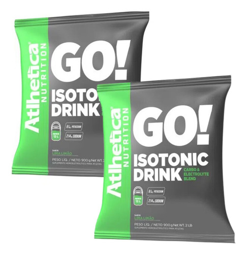 Kit 2x Isotonico Repositor Go Atlhetica Isotonic 900g Cada