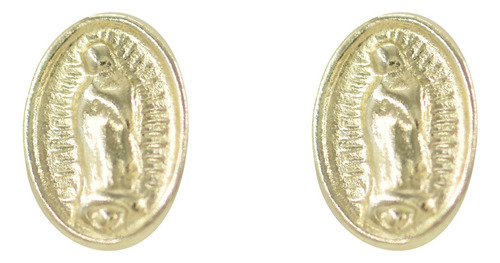 Aretes Broqueles Virgen De Guadalupe Moneda Oro10k Dama Niña