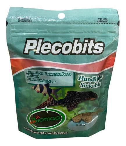 5 Alimento Para Peces De Fondo 100g Plecobits Con Alga