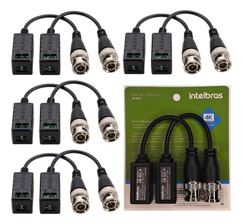 4 Pares Balun Passivo Vídeo Vb 501 P Intelbras Resolução 4k