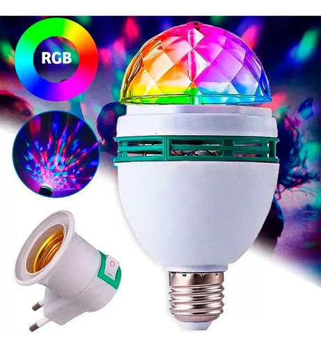 Lampada Led Giratoria Colorida Rgb Balada Decoração