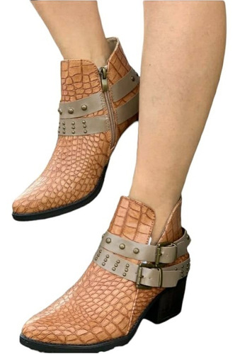 Botin Mujer Taco Bajo, Modelo Textura.