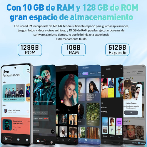 Teléfono 10gb + 128gb Android 14.0 Dual Sim Octa-core Batería 6500mah 6.56 Pulgadas 21mp Camara Smartphone Celular