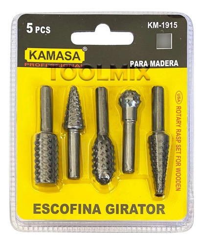 Set Juego 5 Brocas Escofina Para Madera 1/4 Max 20.000 Rpm