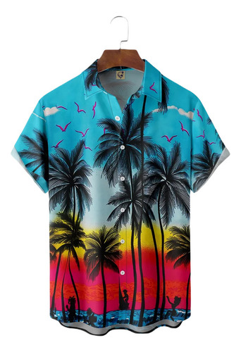 Camisa Hawaiana Unisex Coconut Tree Swim, Camisa De Playa Pa