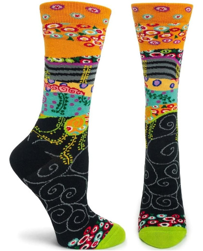 Calcetines Mujer Ozone Circles And Waves - Negro