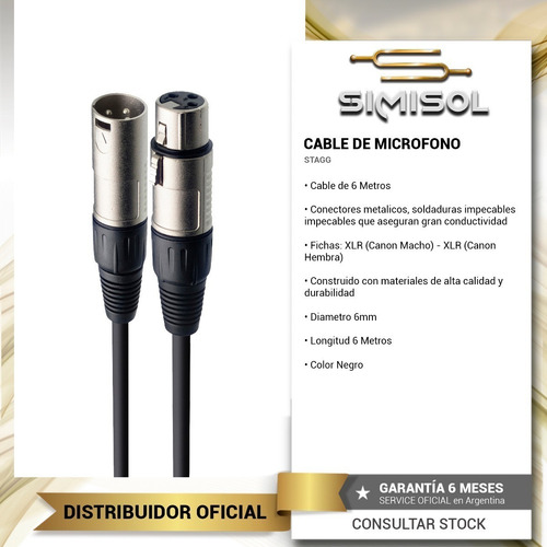 Imagen 2 de 5 de Pack X2 Cable Xlr (cannon) Microfono Balanceado - 6 Metros