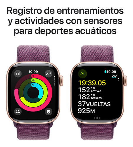 Apple Watch S10 Gps 46mm Aluminio Con Correa Color Oro Rosa Oro Rosa Correa Loop Deportiva Ciruela Aluminio Oro Rosa