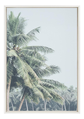Kate Y Laurel Sylvie Pale Green Coconut Palm Trees Framed Ca
