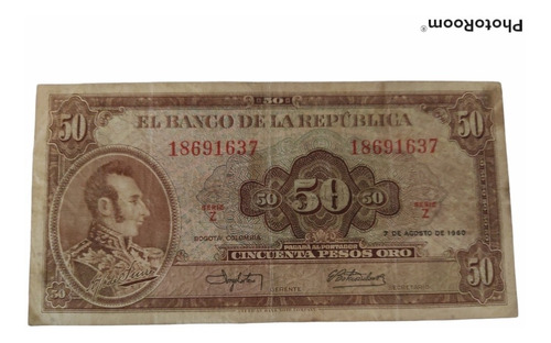 Billete De 50 Pesos Colombianos Del Año 1960. 