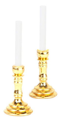 2 Uds 1:12 Casa De Muñecas Mini Velas Candelabros De Mesa