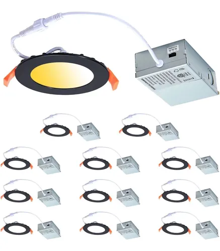 Cycevsun Paquete De 12 Luces Empotrables Negras, Iluminacion