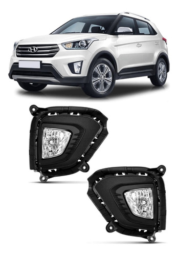 Kit Farol Milha Hyundai Creta H8 12v 35w Moldura Shocklight