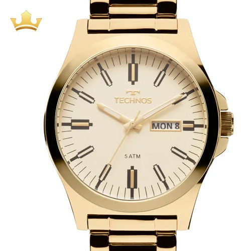 Relógio Technos Masculino Analógico Dourado Original + Nf