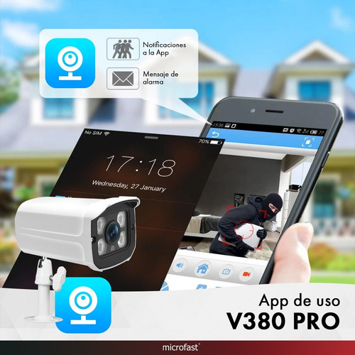 Imagen 6 de 9 de Cámara Seguridad Ip Wifi Exterior Hd Movimiento Micrófono