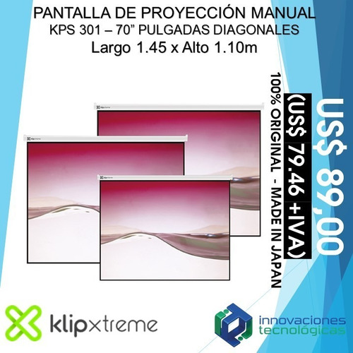 Pantalla Proyeccion Enrollable 70 Pulgadas Enrollable Manual