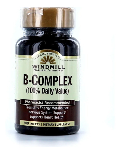 Complejo B 100% Daily Value Windmill 100 Tabletas, B-complex Sabor Sin Sabor