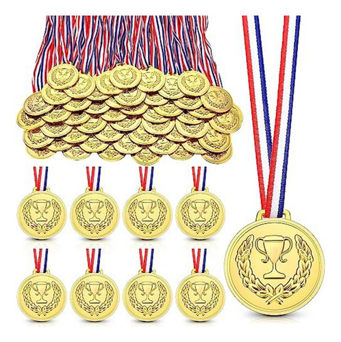 Medalla Dorada De Plástico Para Niños De 2.36 Pulgadas, Gana