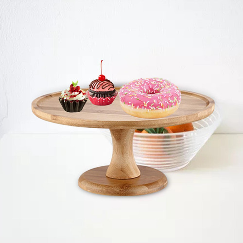 Soporte De Pastel Bandeja De Madera De Fiesta Redonda