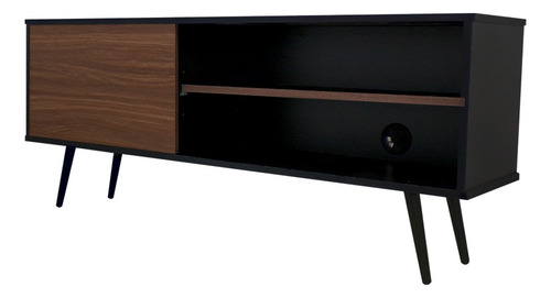 Mueble Para Tv Decomobil Credenza Con Pasacables Color NEGRO MATE | NOGAL NEO