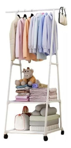 Perchero De Piso Organizador De Ropa Rack Colgador Closet Color Blanco