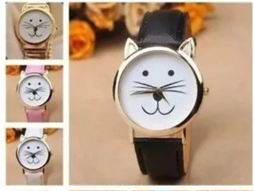 Reloj Juvenil Dama Gatito Geneva, Para Niña O Dama Fashion
