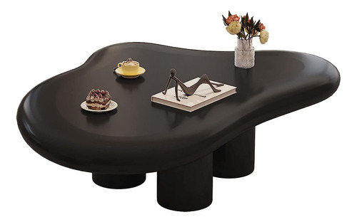 Mesa Auxiliar Tipo Nube Madera Color Negro Marca Guyii