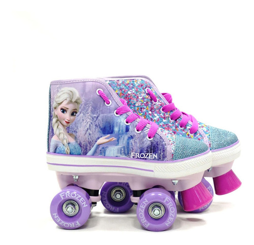 Patín Zapatilla Lentejuelas + Set Frozen Elsa Lila T30 Cuota