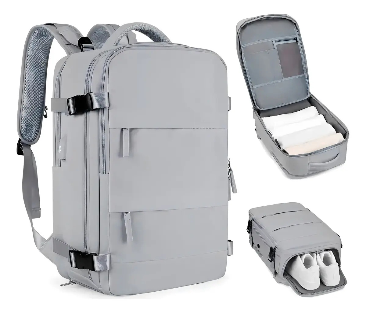 Mochila travel gris diseño liso 30L