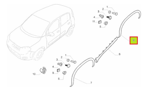 Fender Guardabarro Tras. Der. Original Fiat Uno Sporting 17-