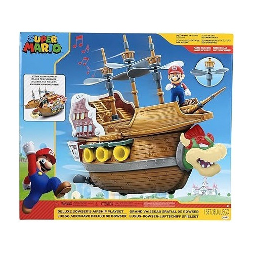 Super Mario Deluxe Bowsers Air Ship Playset Figura De Acción