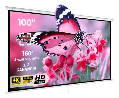 Pantalla Proyector Manual 100' Blackout 16:9 Hd Retractil