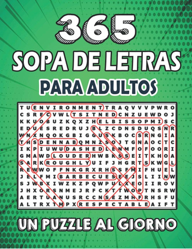 Libro: 365 Sopa De Letras Para Adultos: Libro De Rompecabeza