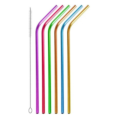 Arco Iris Pajitas De Colores De Acero Inoxidable 6pcs 1...