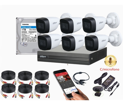 Cctv Kit Profesional Dahua Dvr 8ch + 6 Cam 2mp C/mic 1tb