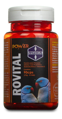 Rovital C Power 90 Cápsula Anti Stress Pássaros Ringneck